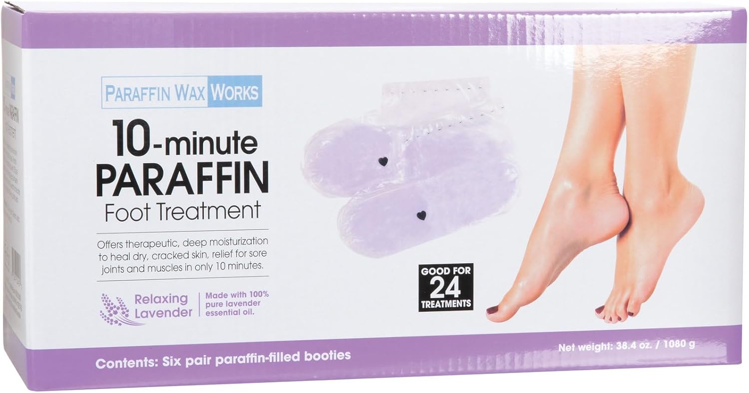Paraffin Wax Works 10-Minute Paraffin Foot Treatment, Relaxing Lavender, Spa and Home Treatment Booties, Pack of 6-Pairs