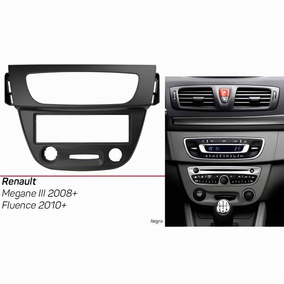 sound-way Kit Montaje Autoradio, Marco 1 DIN Radio para Coche, Adaptador Compatible con Renault Megane III 2008-2016 / Fluence 2009-2017