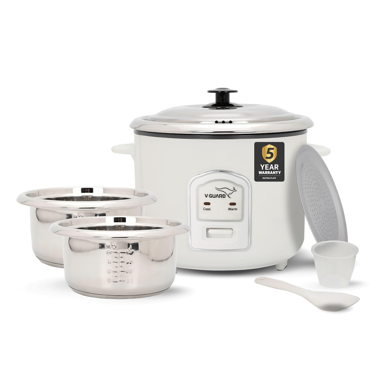 V-Guard Rice Cooker - 1.8L, 700W, 2 Pots -1