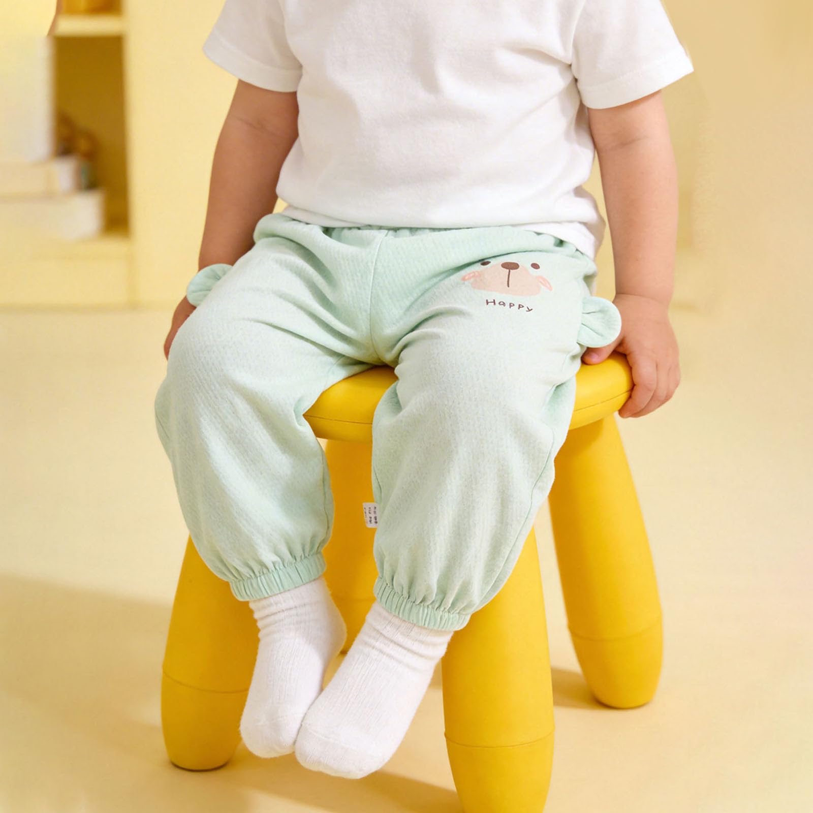 Pantaloni Estivi per Bambino Elastico in Vita Pantalone Baggy Traspiranti Pantaloncini Forma delle Orecchie Pantaloncino Leggeri Comodi Pantaloni Carino Casuale Abbigliamento per Tempo Libero