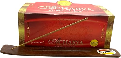 Govinda Paquete de soporte para varillas de incienso con varillas de incienso Nandita, 12 cajas x 0.53 oz (Acharya)