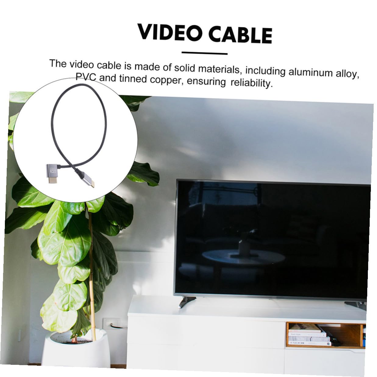 Gadpiparty 8k High-Definition Video Cable Male to Male 1m with Left Bent Connector for Monitor, Tv, Laptop, and Projector, Ultra-Thin Flexible Cord for Home Theater and Computer Accessories