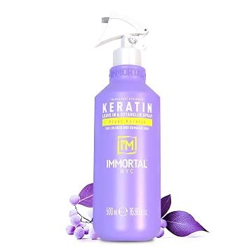 Immortal NYC Keratin, Leave-in Conditioner and Detangler Spray, 17 oz, For Colored and Damaged Hair