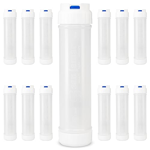 San Jamar Ez Kleen - Botella de plástico para salsa con válvula mediana para salsas gruesas y salsas, 16 onzas, color blanco (paquete de 12)