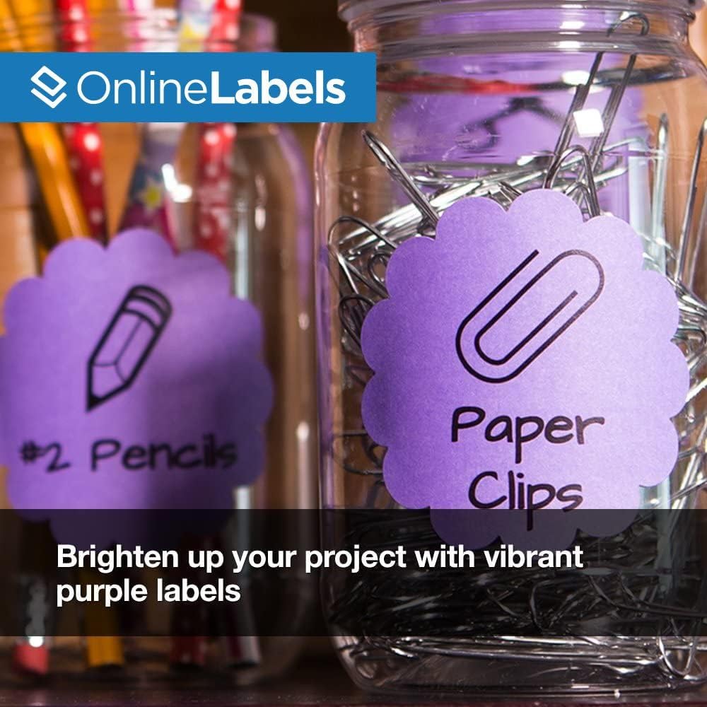 Purple Sticker Paper - 8.5 x 11 Full Sheet Label - for Cutting Machines, Scissors - Permanent, Matte - No Backslit - 100 Sheets, Inkjet/Laser Printers - Online Labels