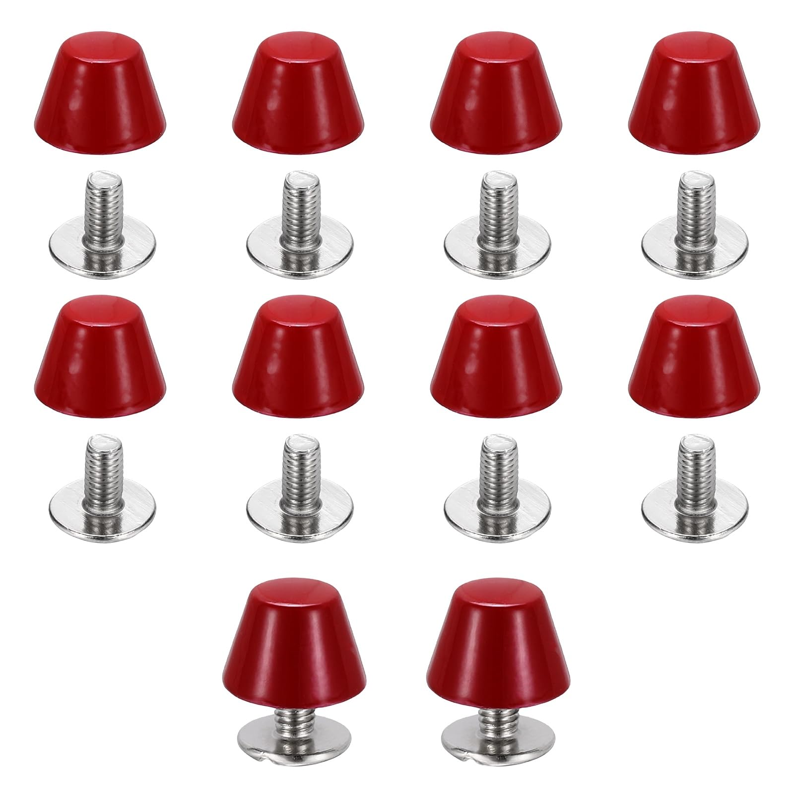 sourcing map 10 Sets Rivets Stud Handbag Purse Feet 10mm / 3/8" Screw Back Spikes Nailhead Flat Head Stud Rivet Buckle Leathercraft for Leather DIY Collar Belt Bag Totes, Red