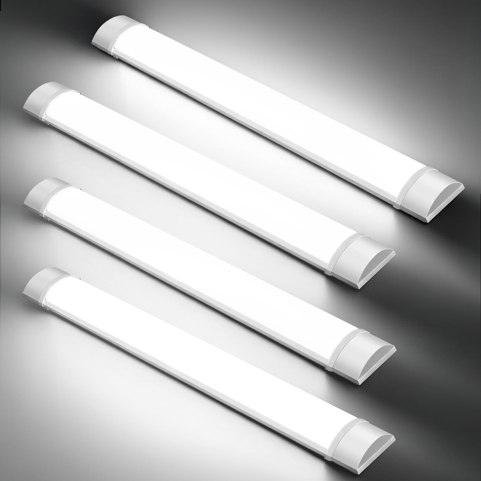 Ankishi 4 Pack 6500K Led Batten Lights,5FT 50W Led Tube Light,7200LM Office Ceiling Lights with Splicing Heads & Splicing Cables for Shop/Office/Garage/Warehouse/Kitchen/Living Room