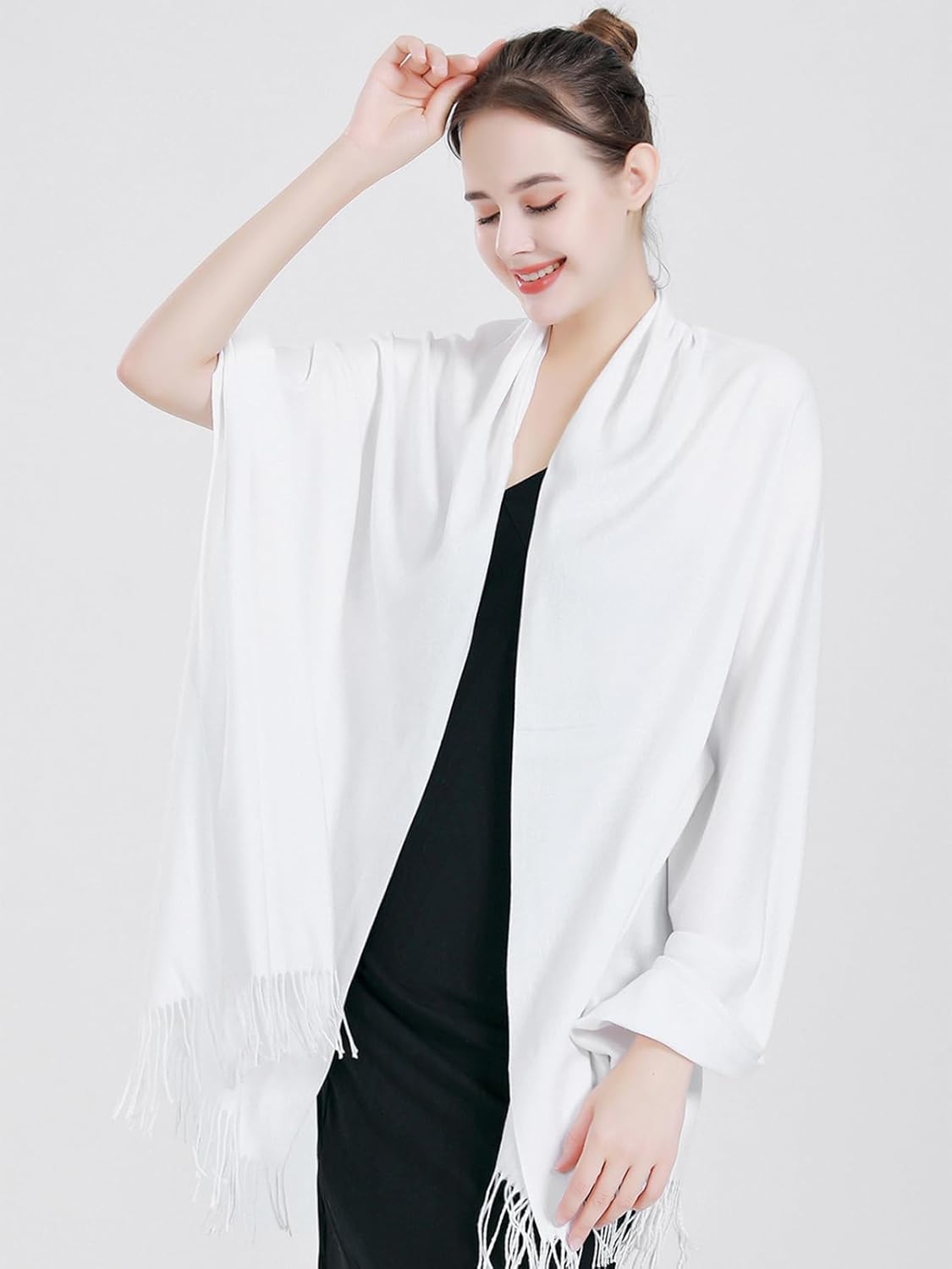 QBSM Womens Large Soft Wedding Evening Pashmina Shawls Wrap Scarfs - Image 7