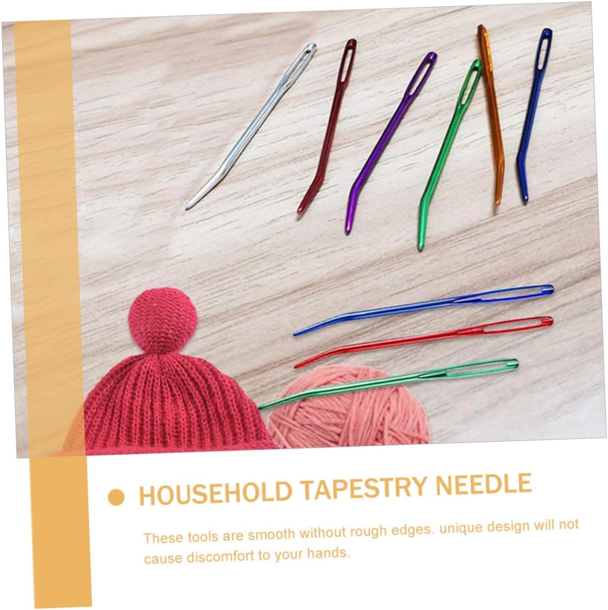 CORHAD 12pcs Mixed Color Large-Eye Bent Sewing Needles Yarn Tapestry Needles for Household Crafting and Darning Random Color