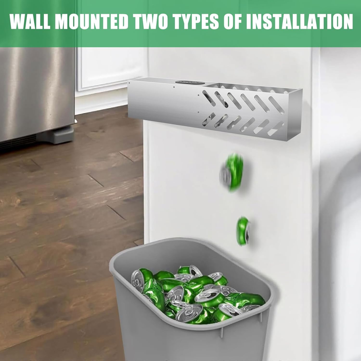 Electric Can Crusher, Automatic Can Smasher for Recycling 8 oz/12 oz/16 oz, Desktop or Wall Mounted Heavy Duty Can Trash Compactor for Aluminum Seltzer, Cola, Beer Cans