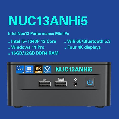 Miniatura 9 de Intel NUC13ANHi7 NUC13 Pro 32GBRAM 1TB SSD Mini PC, mini computadora, i7-1360P 12 núcleo, 16 hilos, turbo de hasta 5 GHz, NVMe SSD DDR4, WiFi 6E, BT