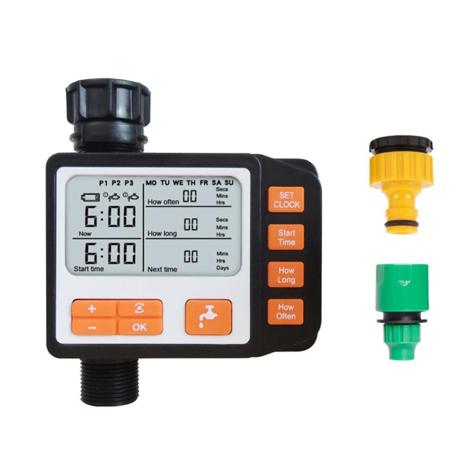 GRÜNTEK Mechanische automatische irrigatietimer voor de tuin voor 1/2 en 3/4 kraan en sproeier. Ultraeenvoudige programmering tussen 15 en 120