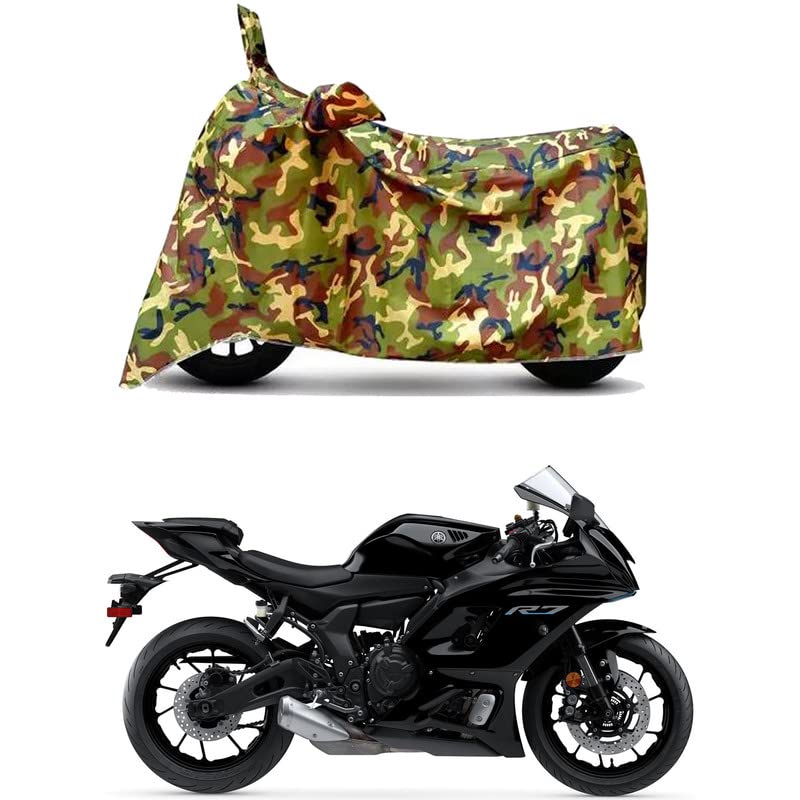 Image of Waterproof 100% PVC Coated Full Bike Scooty Two Wheeler Body Cover Compatible for Yamaha R7 STD /UV-Rays /Heat Protection /Birds Dropping /Scratchproof /Dust Proof /All Varient[6X6 Jungle Print]