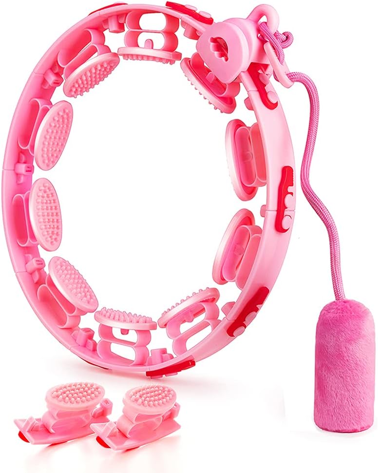 FCXJTU Weighted Hoola Fitness for Adults Weight Loss, Smart Exercise Infinity Hoop for Women, 16 Detachable Knots Adjustable Abdomen Massage