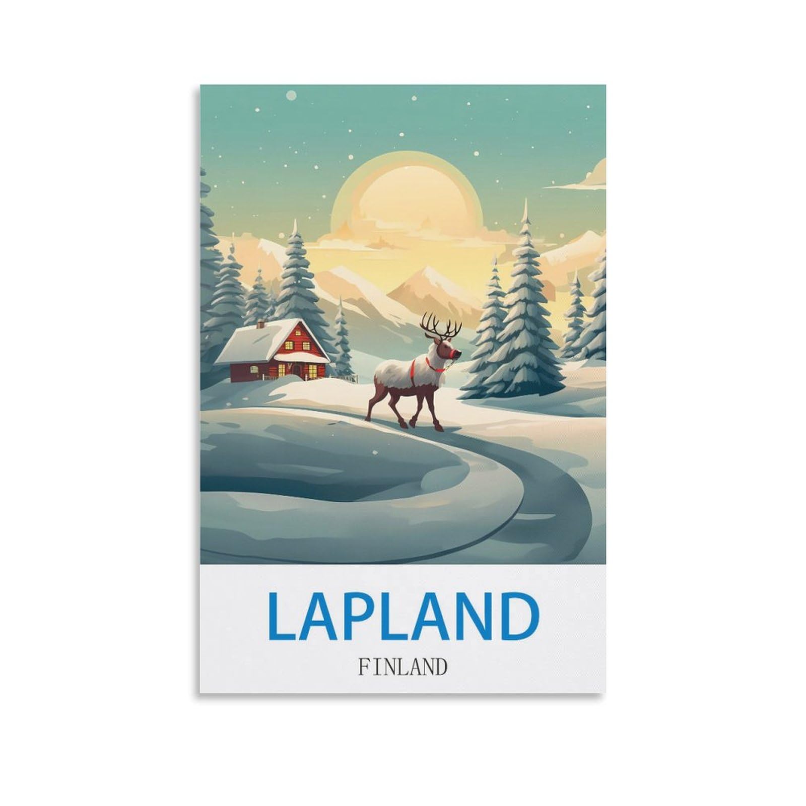 Bhyyds Unframe-Style Lapland Finland Vintage Travel Poster 08X12inch(20X30cm) Canvas Painting Wall Art, Wall Decor Pictures Prints For Living Room Bedroom