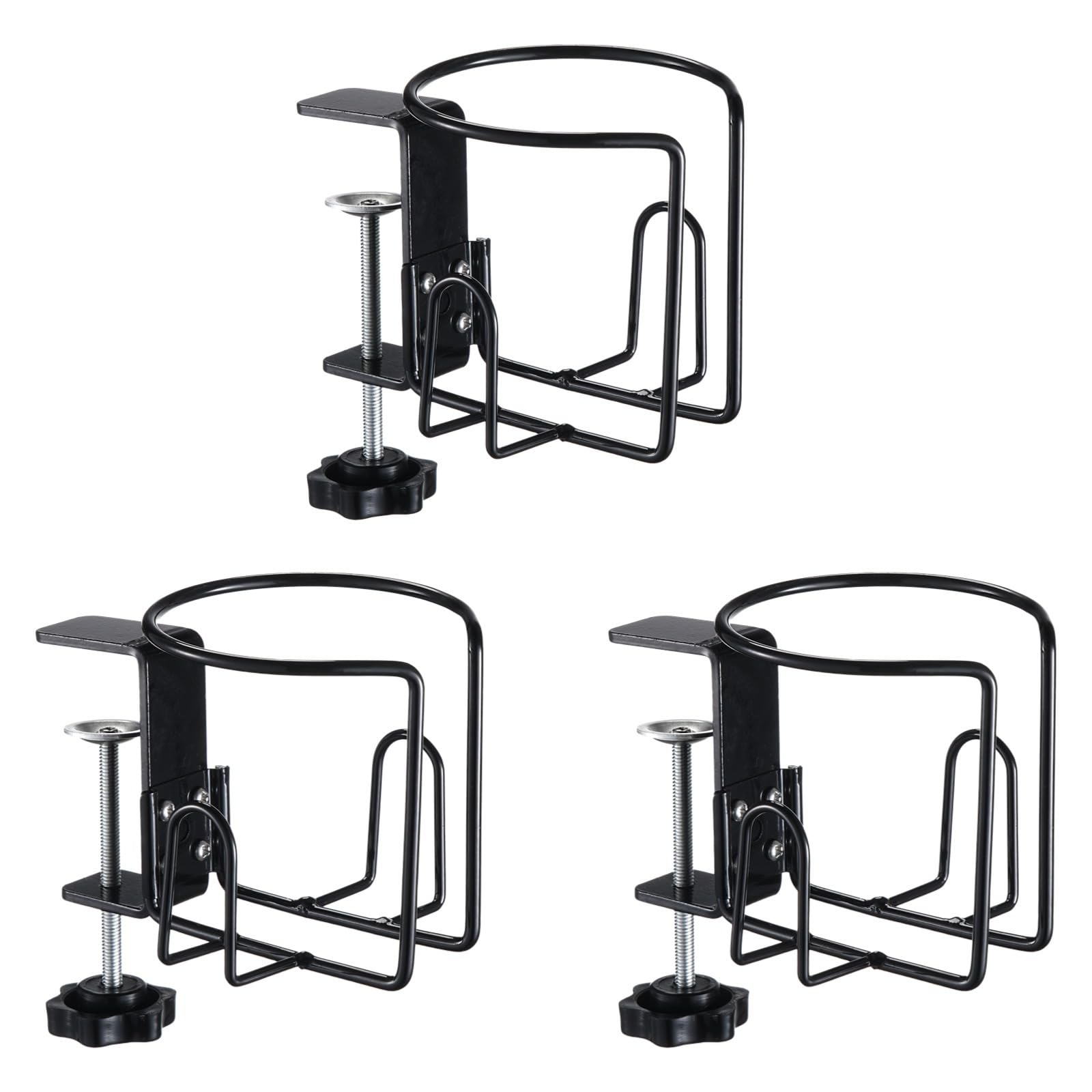 Paquete de 3 portavasos con abrazadera para escritorio, estantes ajustables para mesas, escritorios y sillas de ruedas, montaje horizontal y vertical