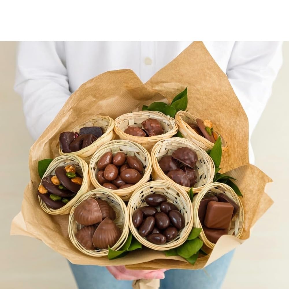 CHOCOLATS LOUIS - Bouquet de Chocolat à Offrir 460 g (11 Paniers) - Chocolats Artisanaux Noir et Lait Fabriqués en France, Rochers, Pralinés, Mendiants - Cadeau Anniversaire - Taille Très Grand