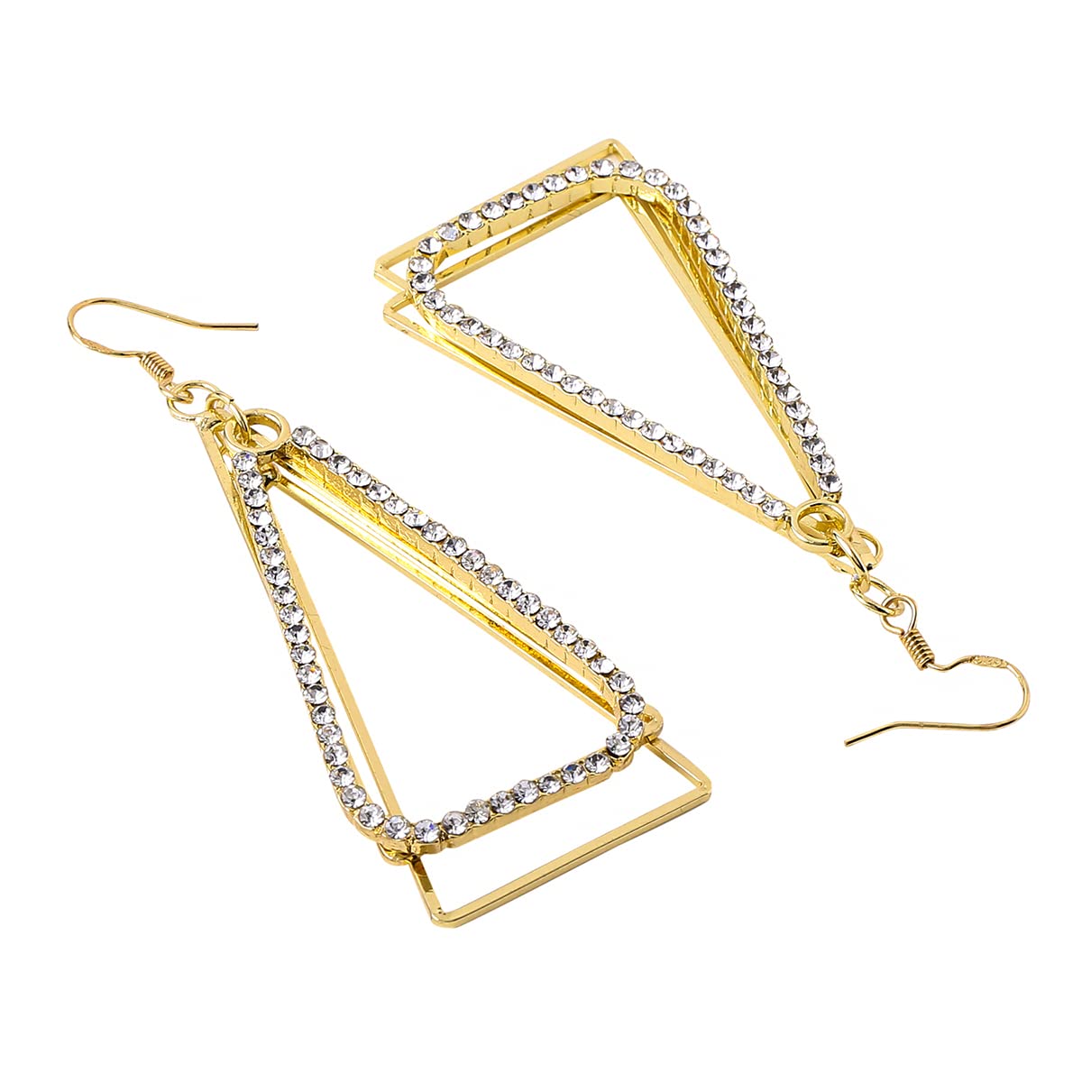 Crystal Studded Triangle Drop Earrings