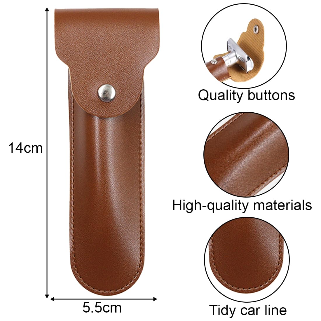 JEYORZY 1 pcs Guaina Protettiva in Pelle per Rasoio di Sicurezza, per Rasoio Custodia da Viaggio Manuale per Rasoi di Sicurezza un Doppio Bordo nel Pelle, Custodia Votre Rasoir Bien protégé, marrone