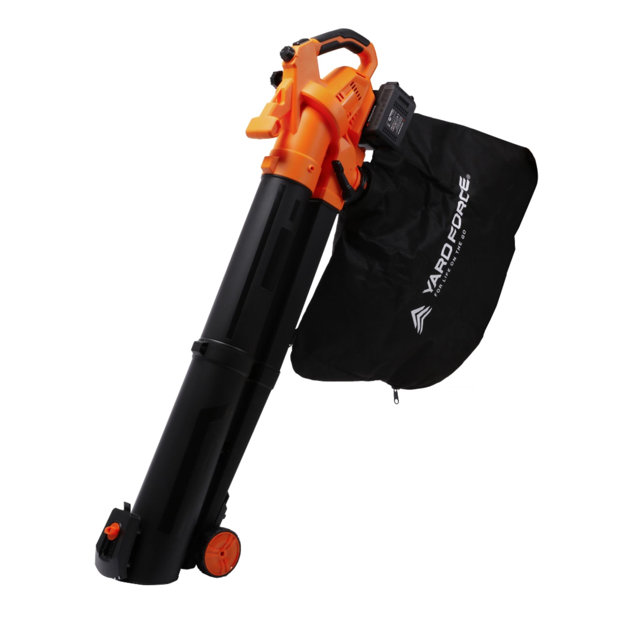 Yard Force LB C20C - Soplador de hojas inalámbrico y aspiradora de 40 V - Herramienta de jardín 3 en 1 con bolsa de recolección de 45 L, función de mantillo, velocidad variable, 2 baterías de 20 V/4.0