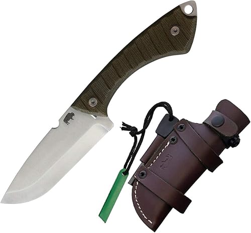 Lord & Field Frontiersman - Cuchillo de supervivencia de hoja fija de acero 1095HC de 4.5 pulgadas, hoja lisa satinada, molienda escandiana