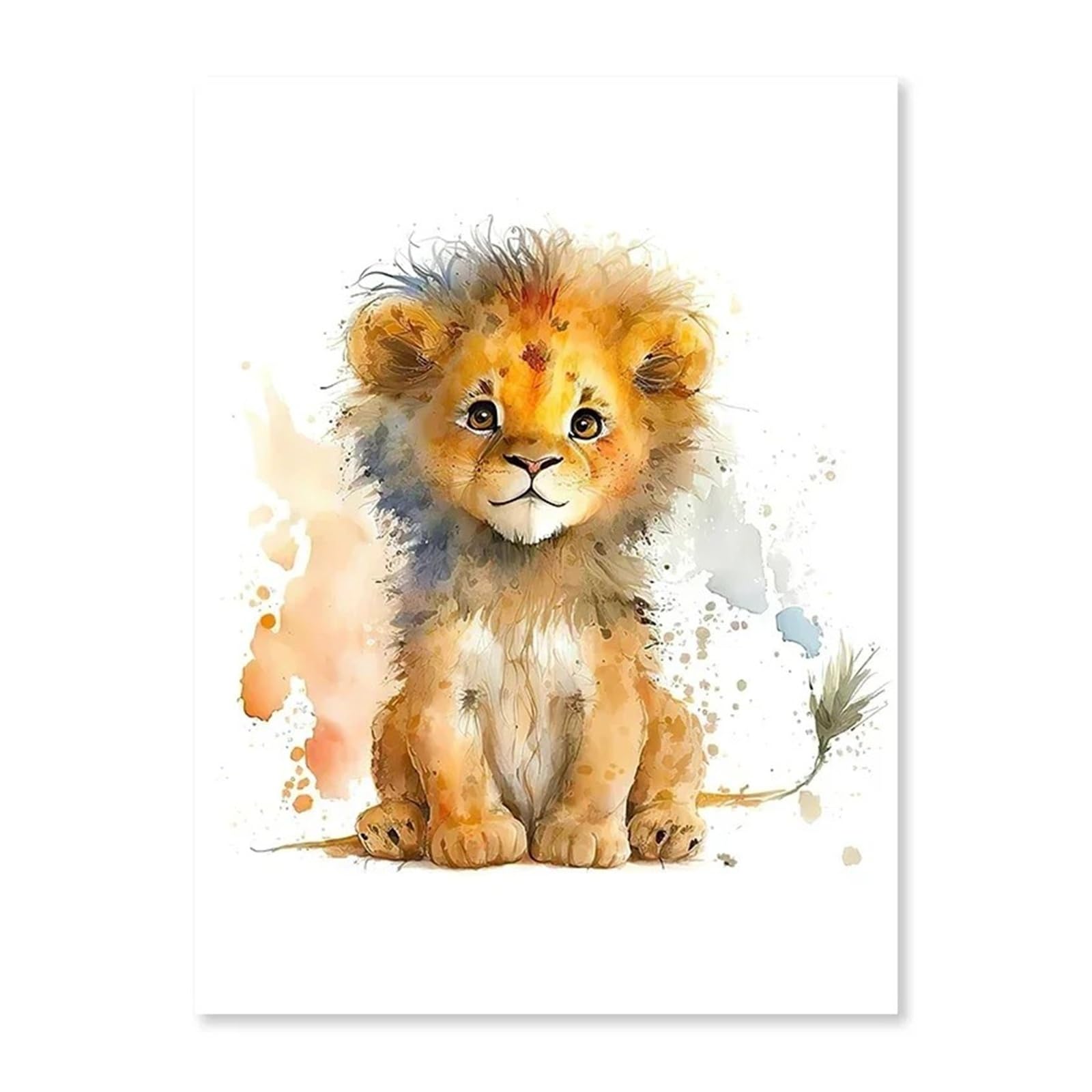 XENITE Wall Art Canvas Prints Elephant Panda Tiger Koala Cat Cartoon Animal Watercolor Posters Nursery Canvas Painting Wall Art Print Pictures Baby Room Decor(I,40X50cm)