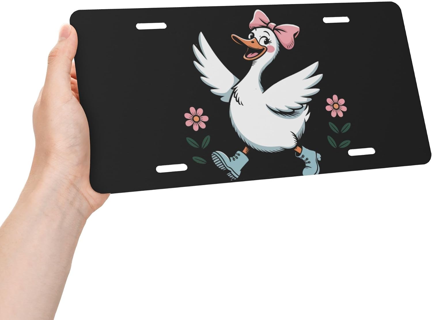 Silly Goose Front License Plate for Women Men Funny Car License Plates with 4 Holes Aluminum Metal Novelty Vanity Tag Cover Rust-Proof Us Canada Car Decor Accessory 6 * 12 Inches image 2