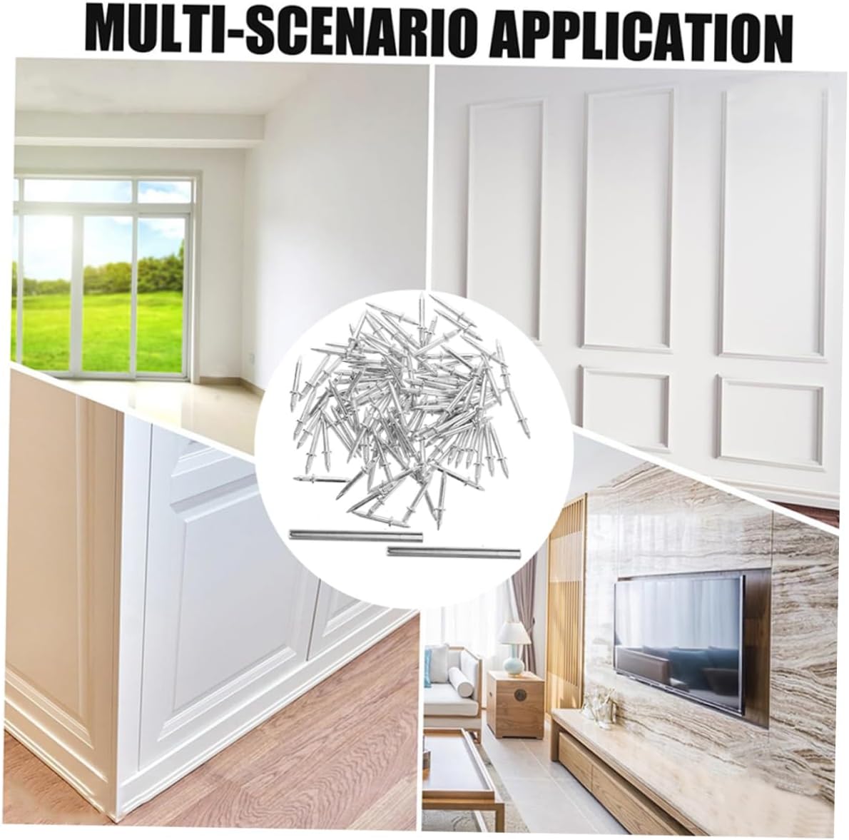 Double-headed Seamless Nails for Baseboard Trim Non-marking Hanging Nails with Installation Sleeves Durable Iron for Easy Installation and Secure Hold