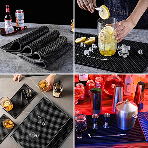 XieNie Bar Mat 6\" x 12\" Small Black, Coffee Mat for Home Bar, Bar Service Spill Mat for Cocktail Bartender Kitchen Countertop, PVC Counter Top Cup Mats Glasses Drying Mat, 1PCS - Thumbnail 6