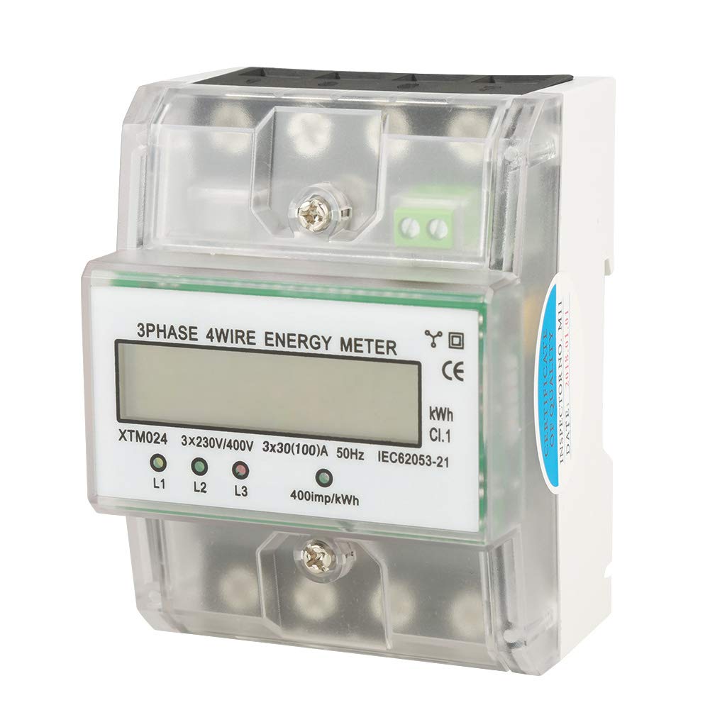 Medidor KWh trifásico de 4 hilos |Monitor de uso de riel DIN para subcontador (30(100) A)