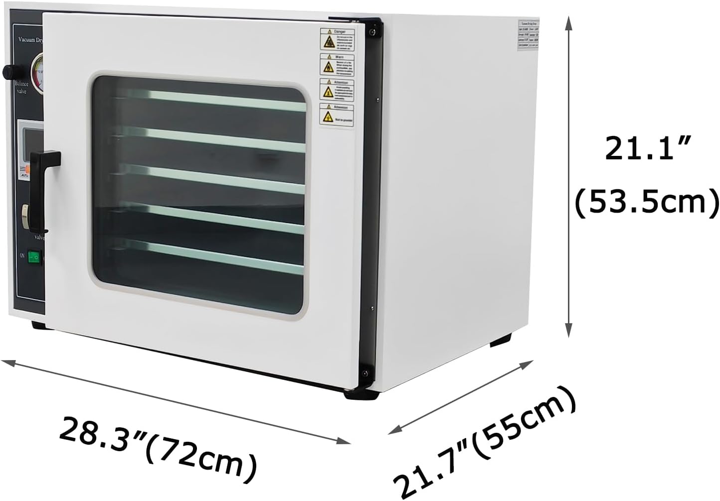 1.9 Cu Ft Digital Vacuum Drying Oven 5 Shelves Temperature Control Digital Lab Vacuum Oven with LCD Backlight Display 110V 1400W