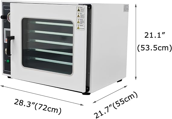 1.9 Cu Ft Digital Vacuum Drying Oven 5 Shelves Temperature Control Digital Lab Vacuum Oven with LCD Backlight Display 110V 1400W