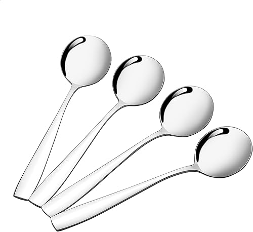 Cucharas redondas de acero inoxidable de 16 piezas, cucharas redondas de caldo