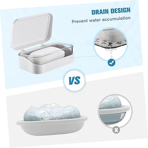 Miniatura 8 de Cabilock Soporte para jabón de viaje jabonera de plástico con tapa para baño color blanco