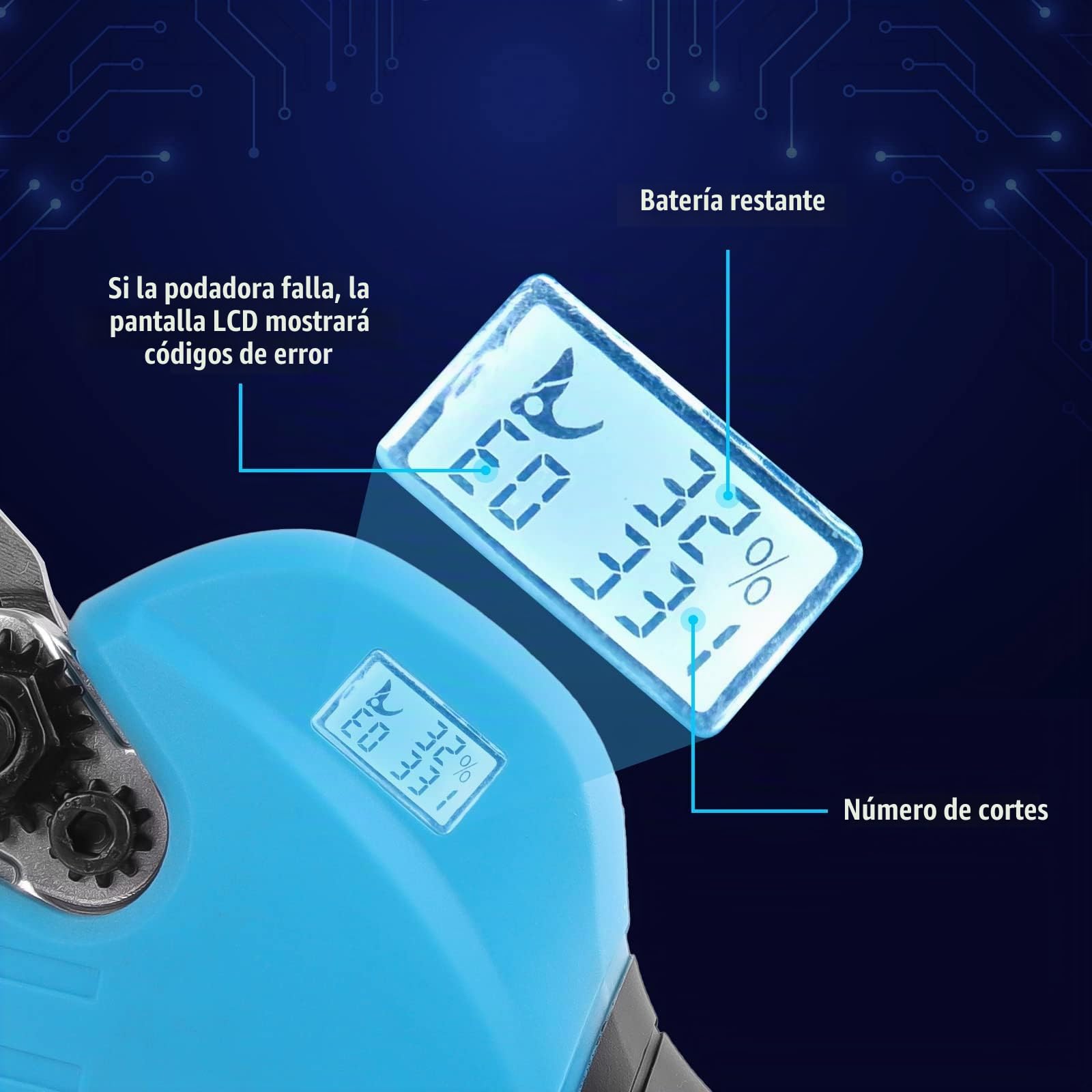 Tijeras de podar eléctricas, tijeras de podar batería profesional de 30mm con 2 uds De batería de 2Ah para podar, jardinería, viñedos, árboles frutales (8610)