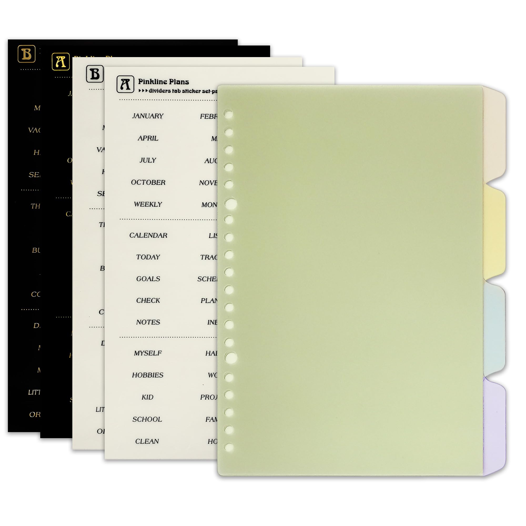 Zelten PP Binder Index Dividers with 4 Sheets Tab Stickers for Personal Organizer (PP Multi Color 4-Tab, A5/20 Hole)