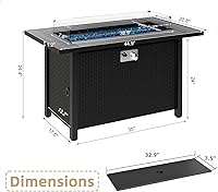 Vista 2 de Mesa para fogata de propano de 45 pulgadas, 50,000 BTU para exteriores para patio y patio trasero, mesa de comedor 2 en 1 con protector de viento
