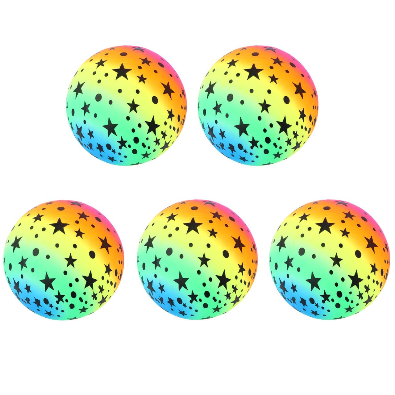 BESPORTBLE Pack of 5 22 cm Thickened Rainbow Balls, Elastic PVC Beach Balls for Children, Indoor and Outdoor Activities, Random Patterns