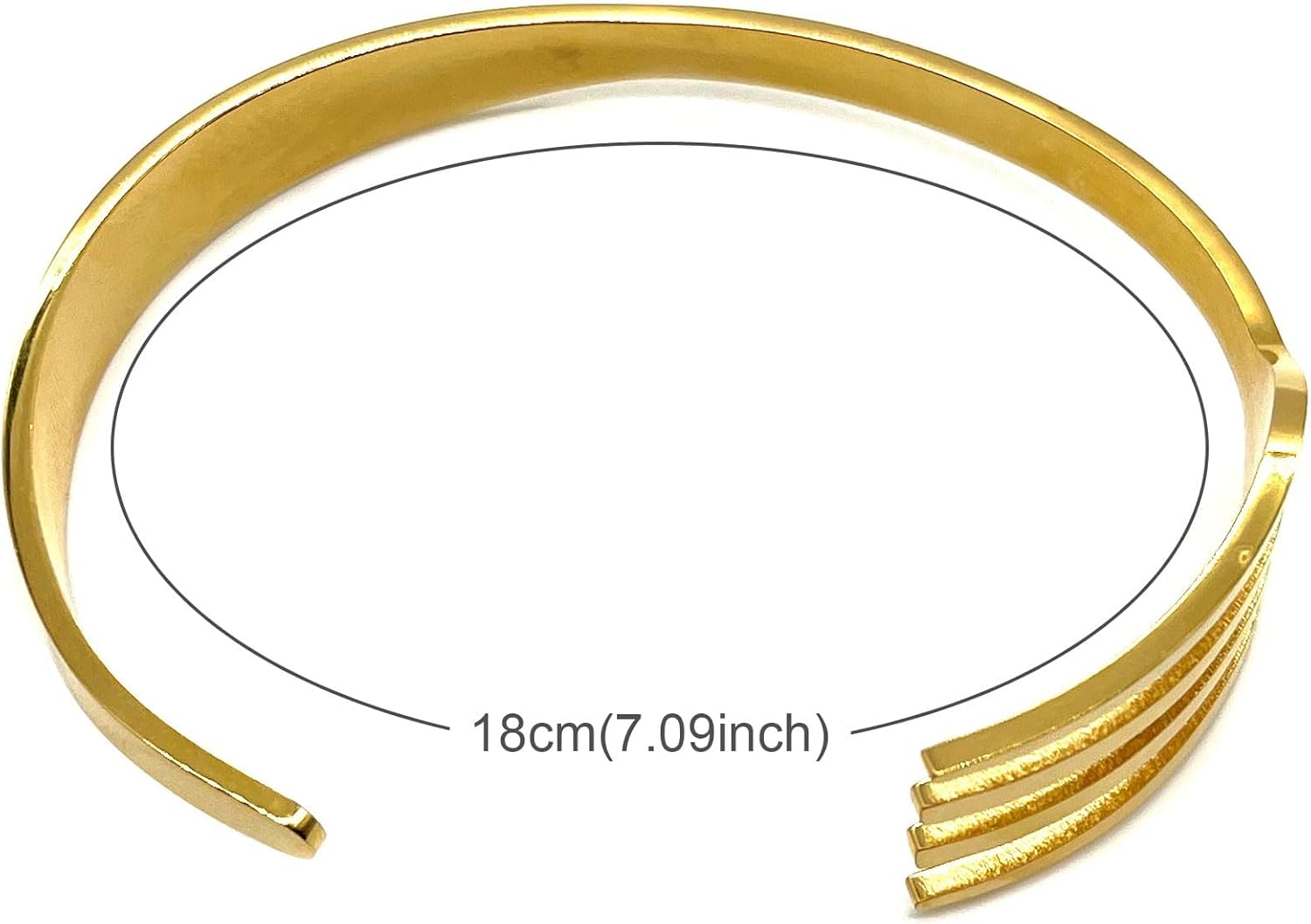Gold Fork Design Bangle Cuff Bracelet, 7.09 Inches, Stainless Steel - Image 6