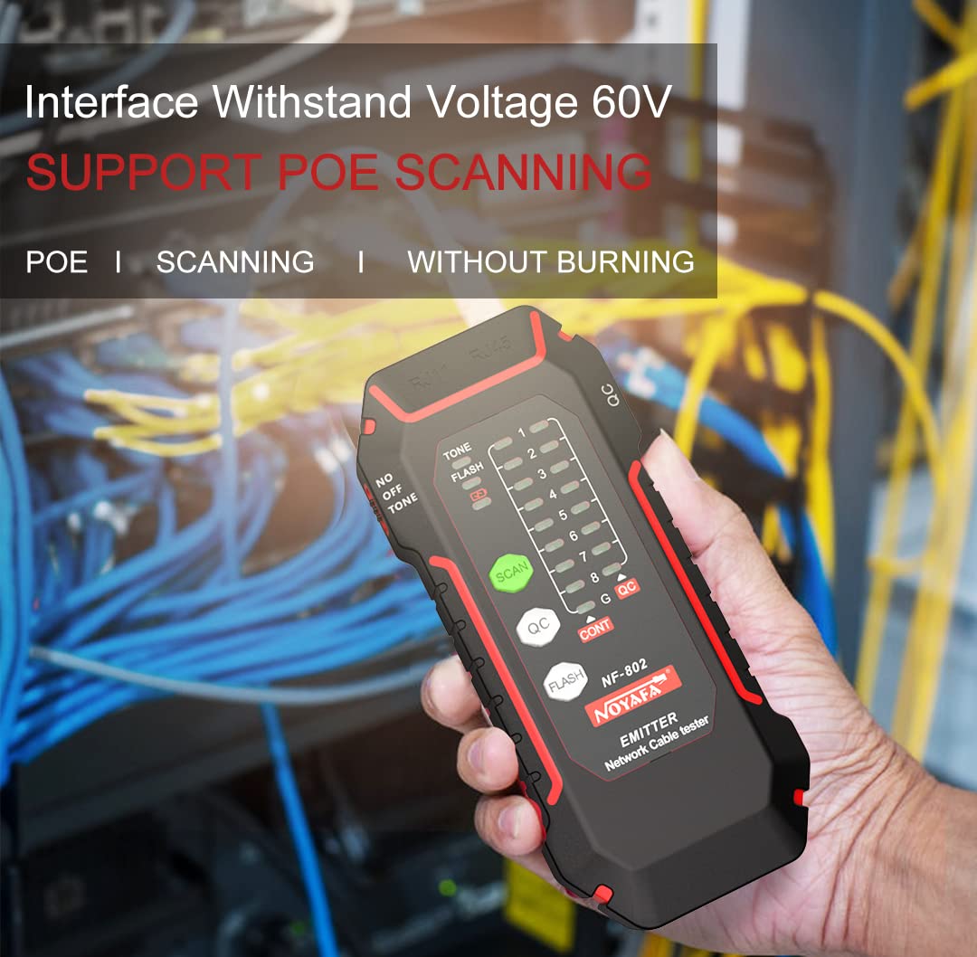 NF-802 Network Cable Tester RJ45 RJ11 Cat5 Cat6 Telephone Line Wire Tracker Toner Anti-Interference Line Finder