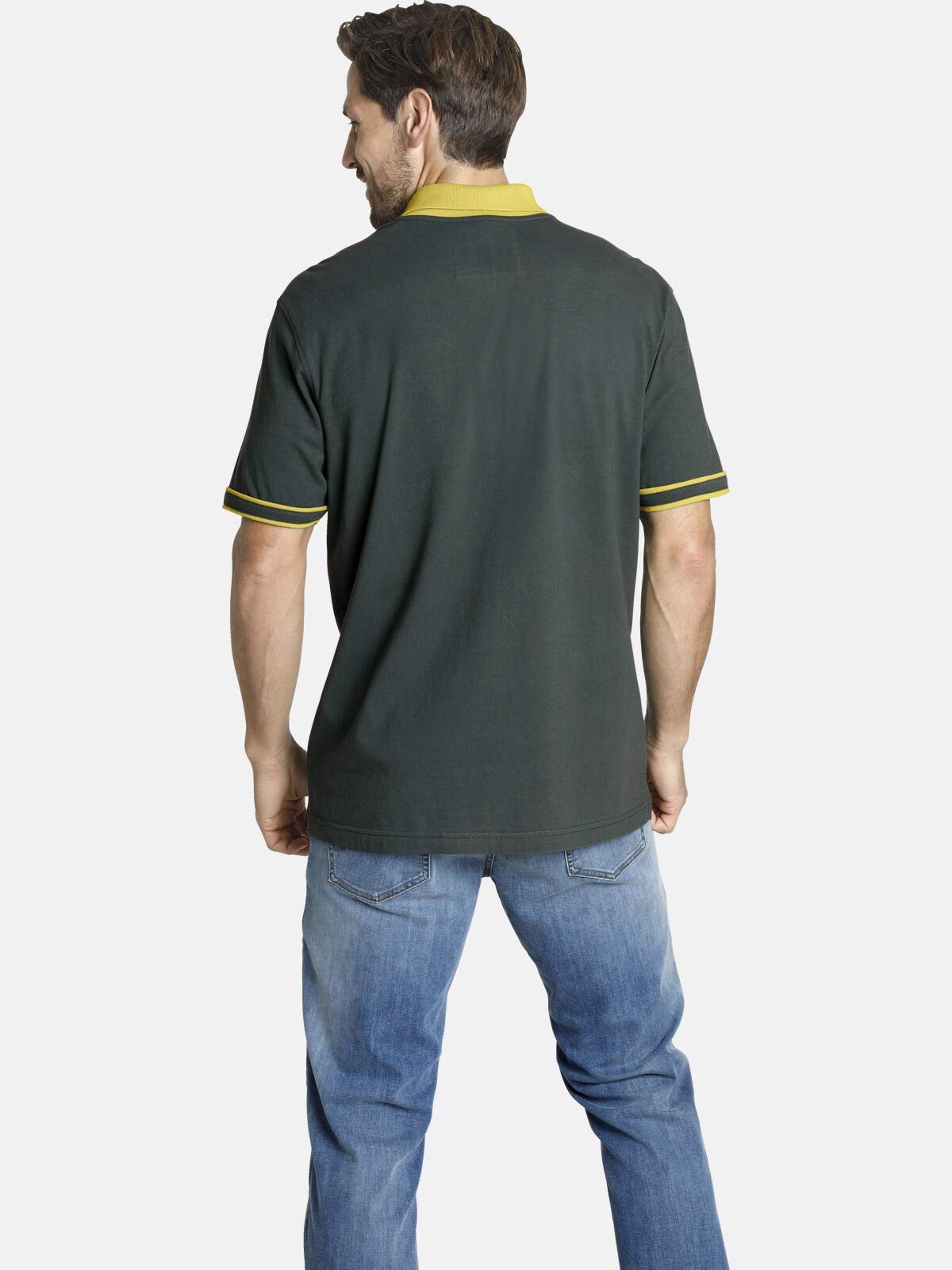 Jan Vanderstorm Herren Poloshirt Isfried | aus 100% Baumwolle | Polokragen und Knopfleiste in Kontrastdesign | Kurzarm -Polohemd | große Größen von L-7XL Comfort Fit