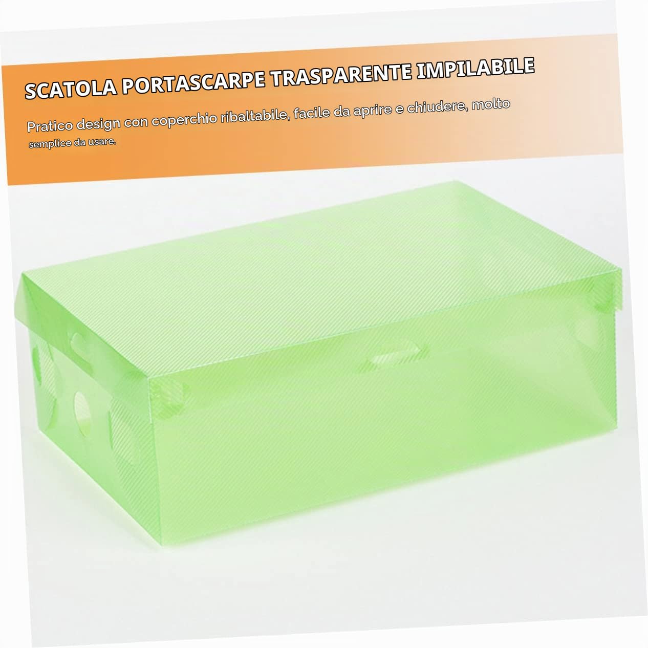 STOBAZA Scatole per Scarpe Dimensioni 27,5x18x9,5cm in Trasparente Impilabili e Pieghevoli in Trasparente Set da 7 Organizer Resistente per Armadio e Cameretta