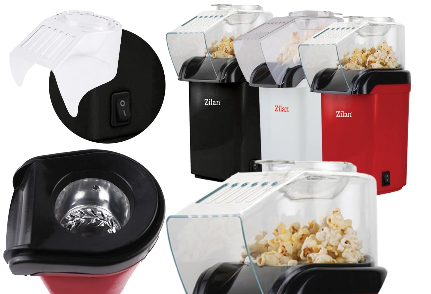 Macchina Per Popcorn Ad Aria Calda 1200W - Senza Olio, Funzionamento A Pulsante Unico, Per Feste E Casa