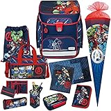 Set bestehend aus: SCHULRANZEN EasyFit. Auf dem Deckel des Schulranzens befindet sich ein Avengers-Aufdruck.