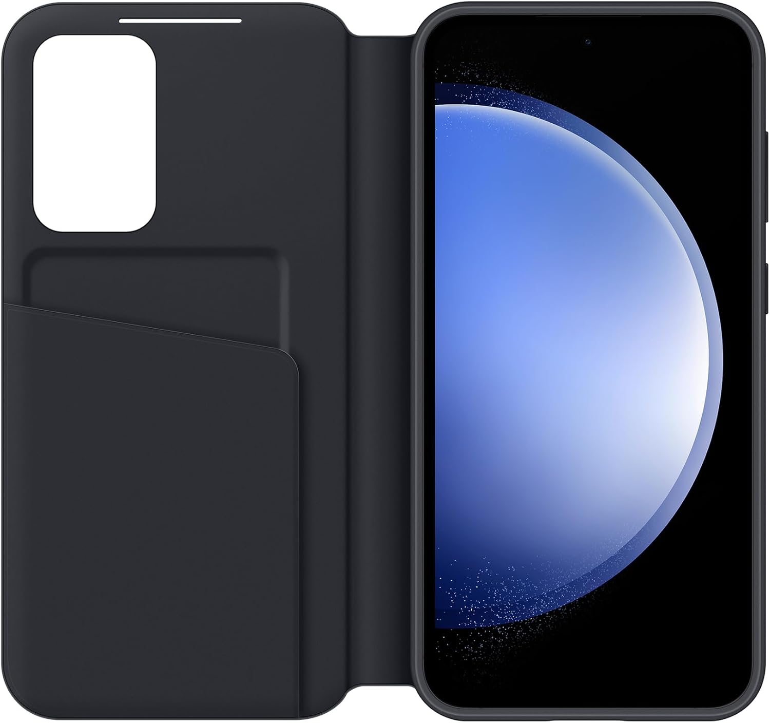 SAMSUNG Galaxy S23FE S-View Wallet Phone Case, Protective Cover with Card Holder Slot, Finger Tap Display Window - (Black)