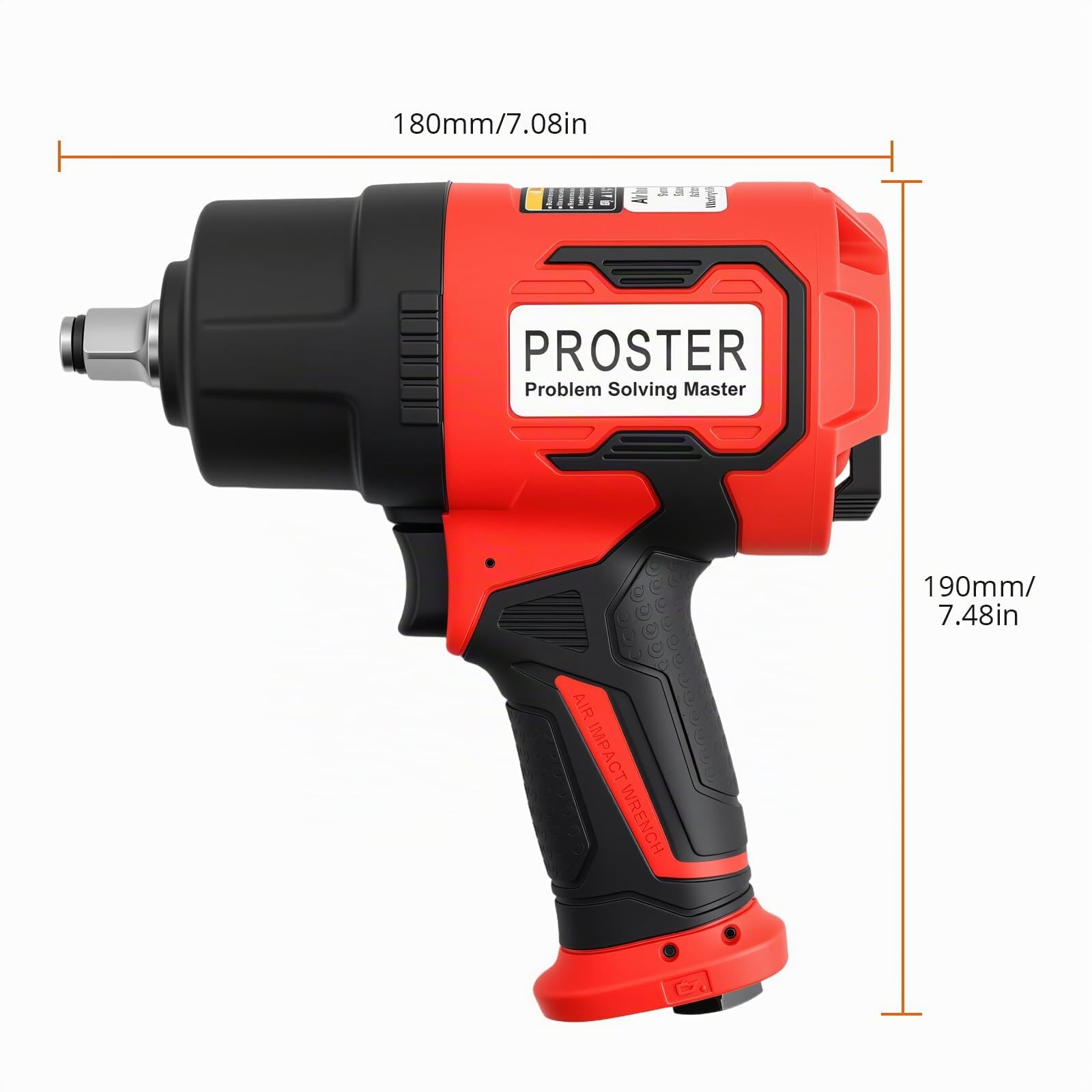 Proster Clé à Chocs Pneumatique 1/2 Pouce, 2170 Nm Couple Élevé, Double Marteau 8500 tr/min, Outil à Air Comprimé pour Réparation Automobile Garage Mécanicien avec 8 Douilles CR-V, Rallonge et Coffret