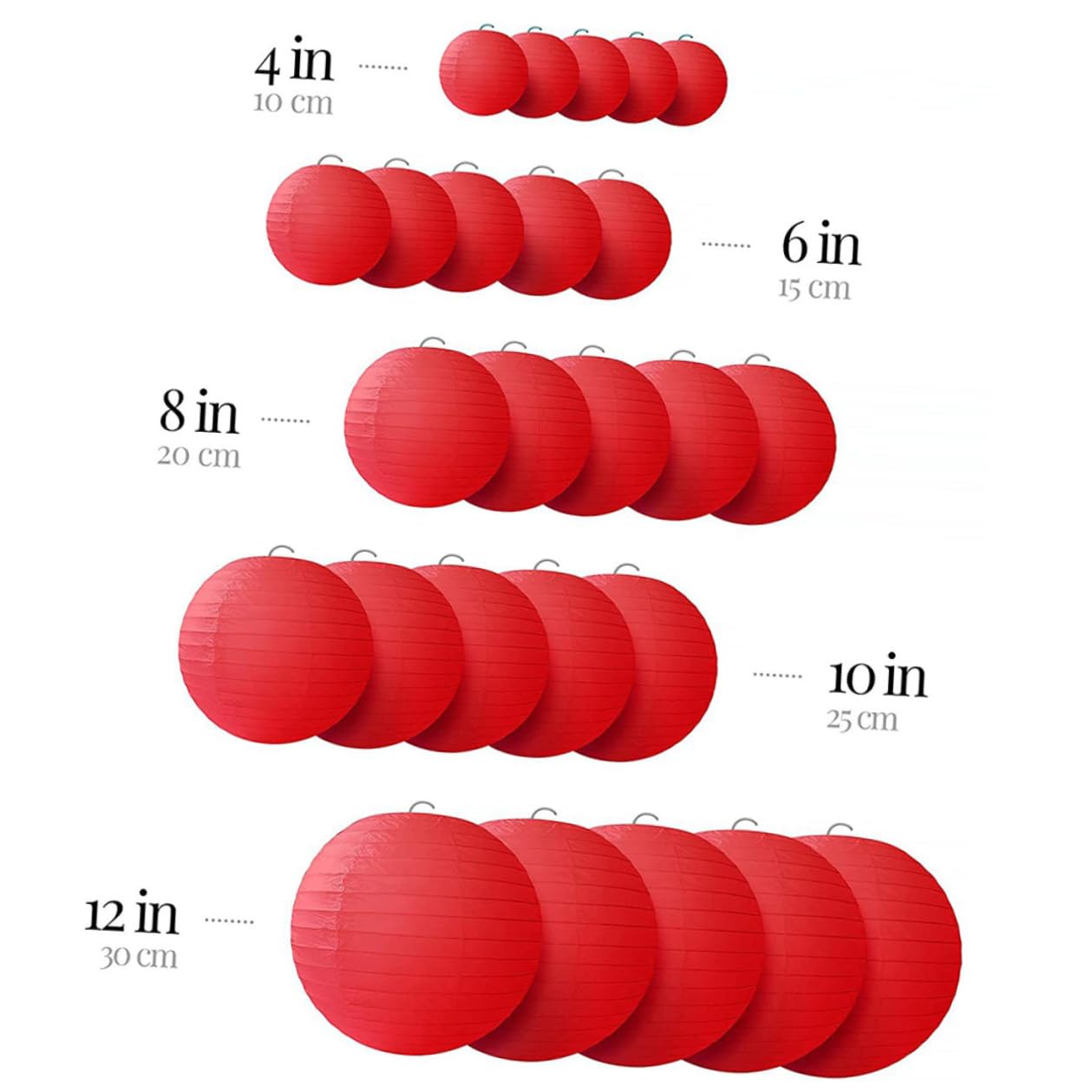 Ciieeo Farolillos de Papel Colgantes para Fiesta 25 Piezas Rojos, Linternas de Papel Japonesas Plegables, Decoración de Cumpleaños y Bodas, Linterna de Fiesta de Bodas, Decoración