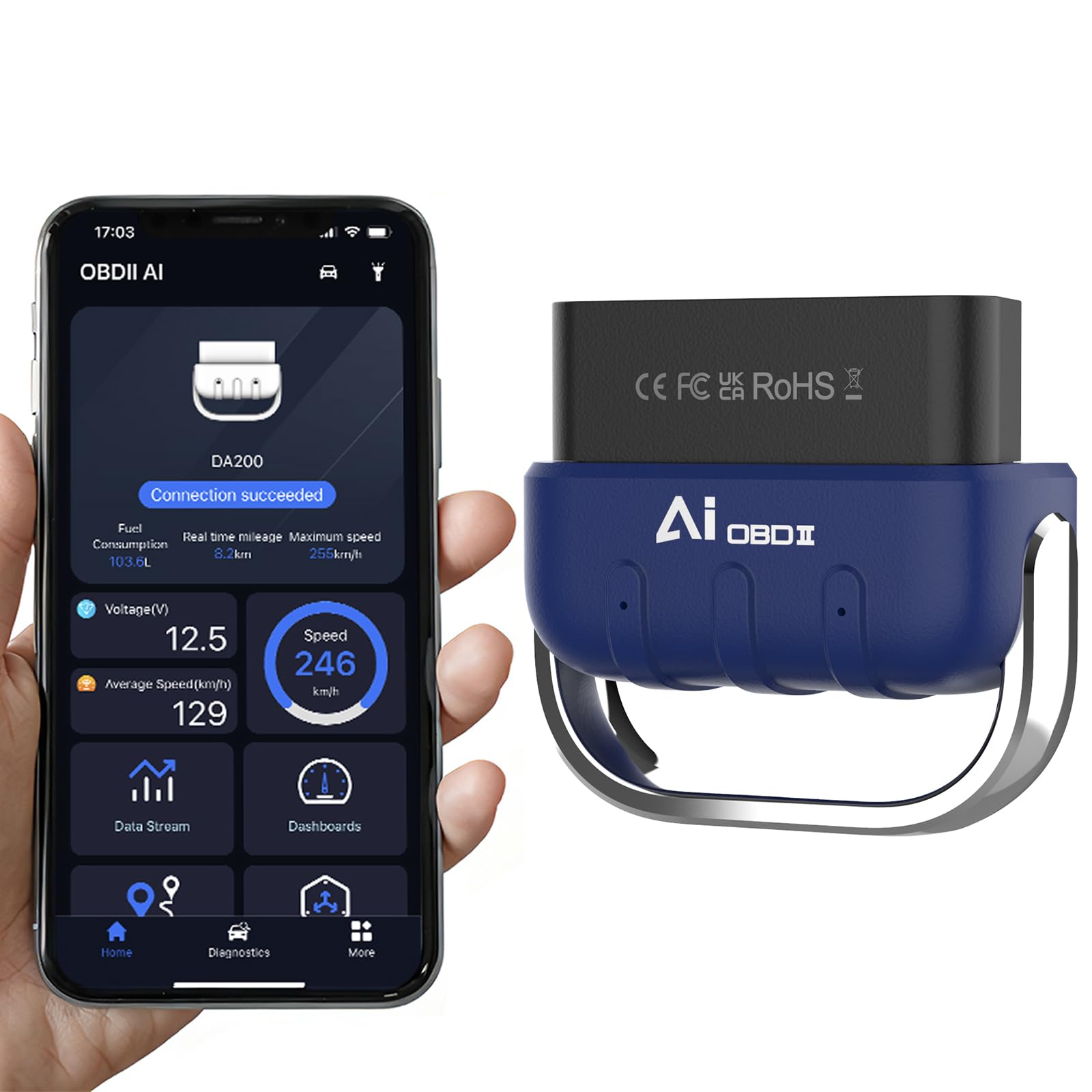 OBD2 Scanner Bluetooth AI Auto Diagnostic Tool Check Engine Car Code Reader for iOS & Android Exclusive APP Clear Error Code Data Reset Wireless Diagnostic Scanner for All OBD-II Vehicles-image-39