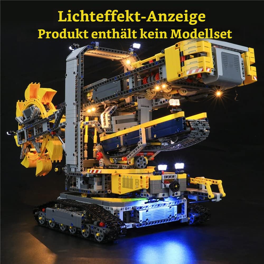 GEAMENT LED Licht-Set Kompatibel mit LEGO Schaufelradbagger (Bucket Wheel Excavator) - Beleuchtungsset für Technic 42055 Baumodell (Modell-Set Nicht enthalten)