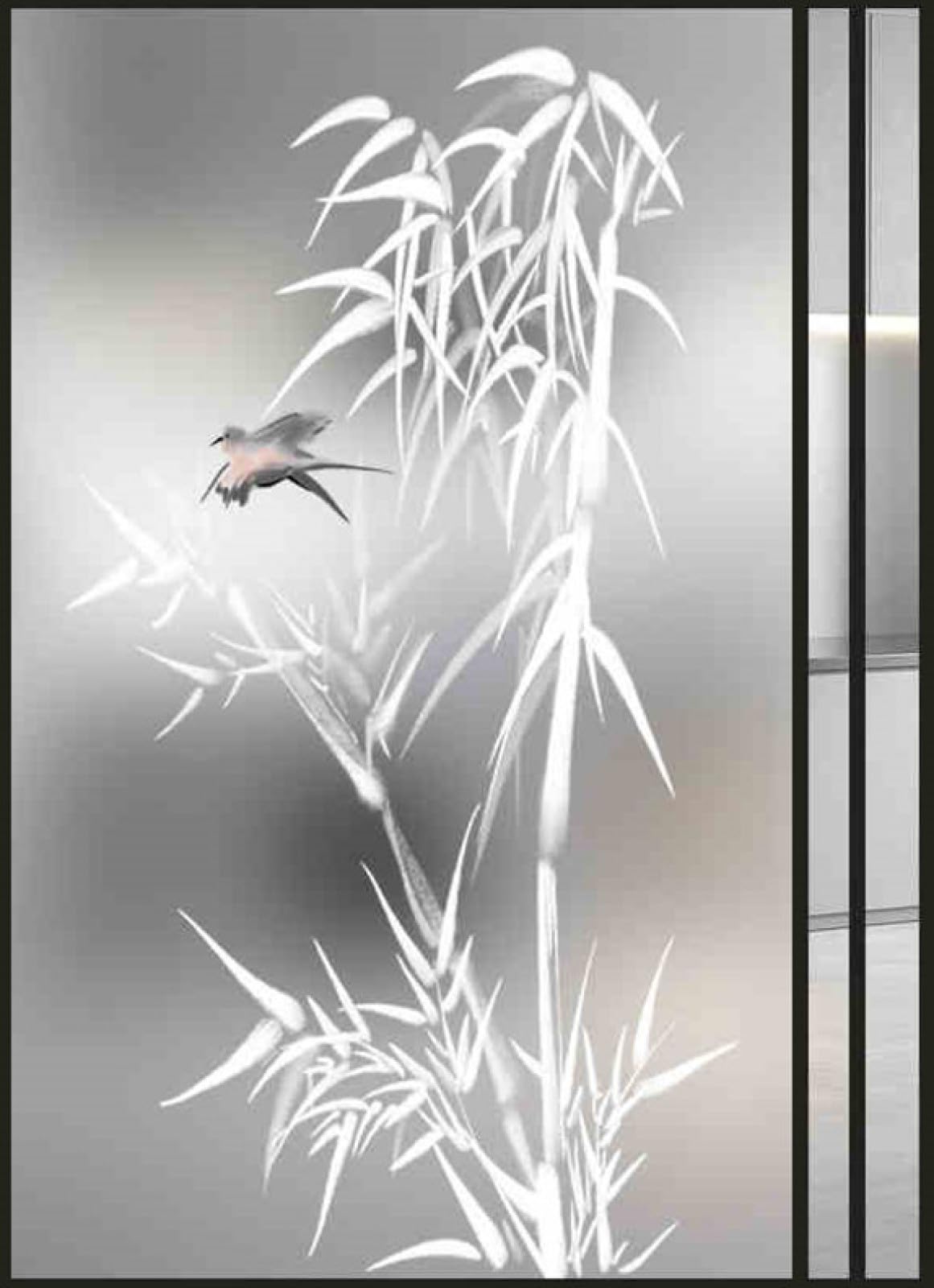 Window Film Privacy White Bamboo Glass Frosted Privacy Film For Glass Windows Static Cling No Glue Window Films Covering Self Adhesive Anti Uv For Office Bathroom Home 60x120cm/1pcs